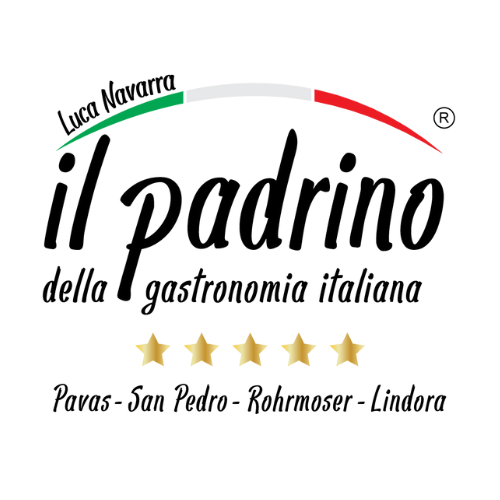 Logo de Il Padrino della gastronomia italiana, con cinco estrellas y nombres de localidades
