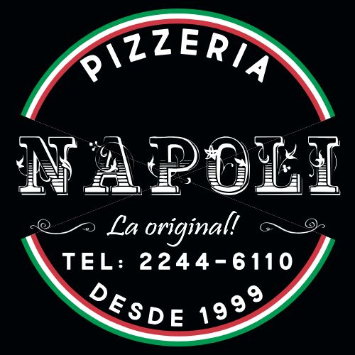 Logo de Pizzería Napoli, La Original, desde 1999, con número de teléfono 2244-6110